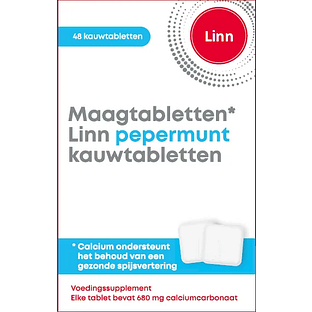 Linn Maagtabletten Pepermunt Kauwtabletten 48TB