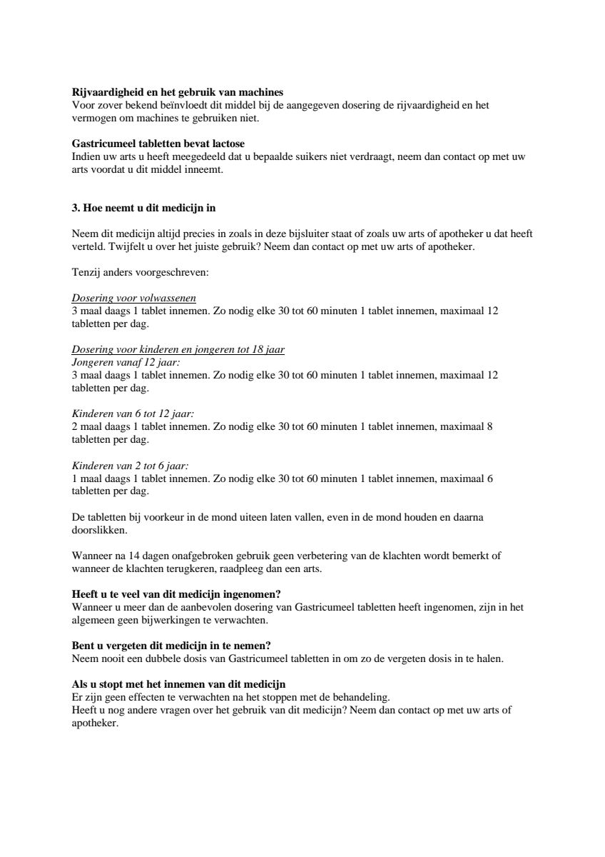 Gastricumeel Tabletten afbeelding van document #2, leaflet