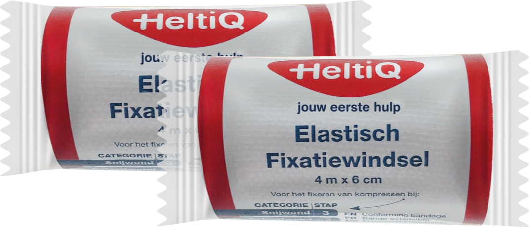 HeltiQ Elastisch Fixatiewindsel 4m x 6cm Duoverpakking