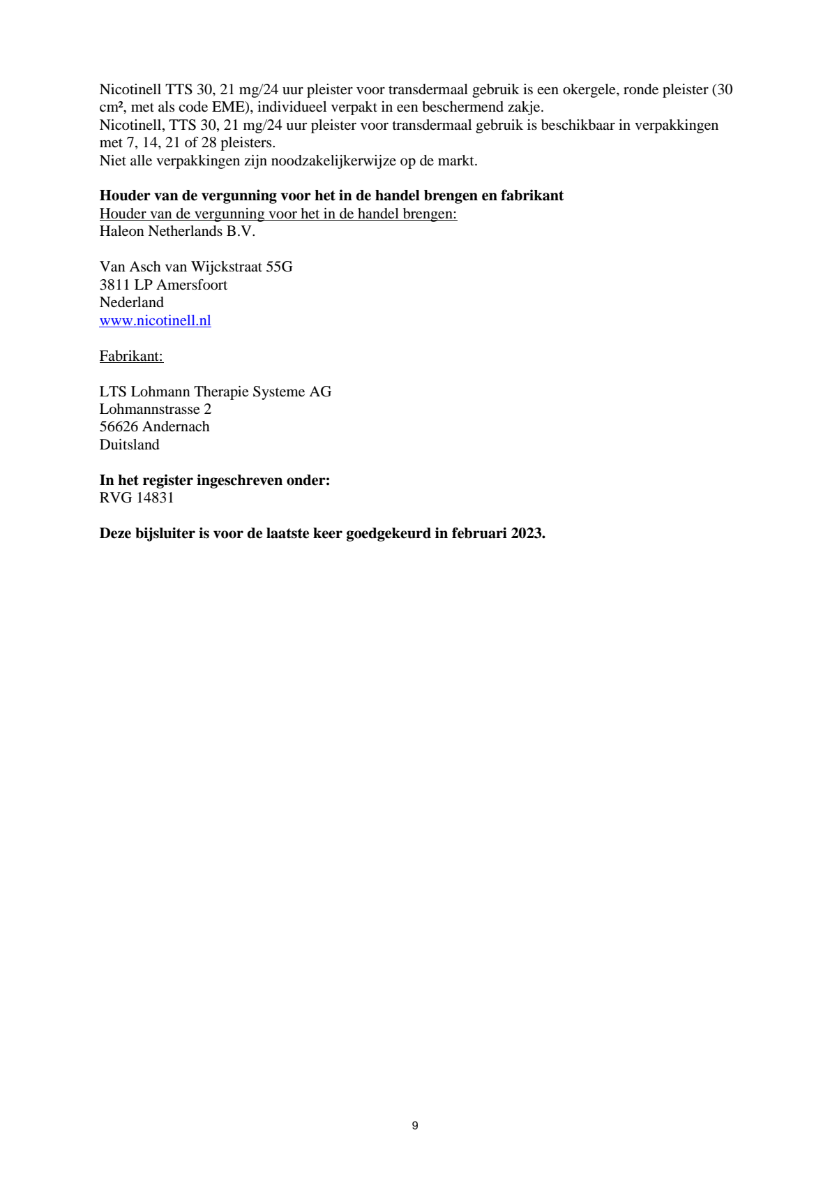 Pleisters Combi voor zware roker - 21 mg + 14 mg + 7 mg - afbeelding van document #9, leaflet