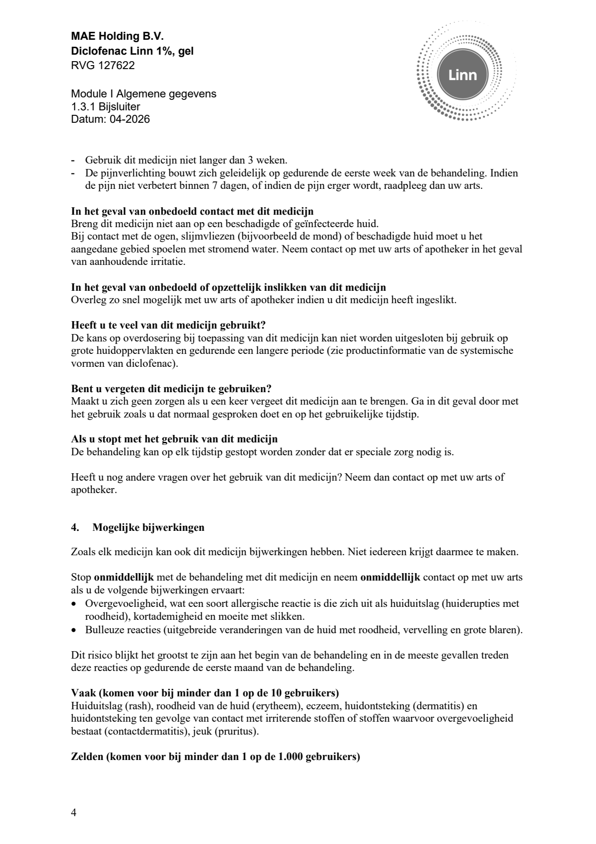 Diclofenac 1% Gel afbeelding van document #4, leaflet