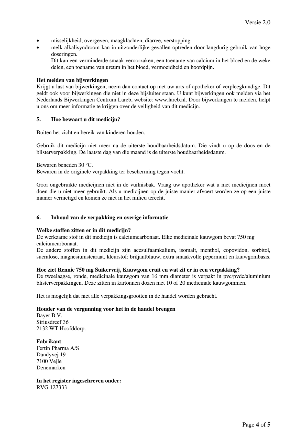 Kauwgom Calciumcarbonaat 750mg Suikervrij afbeelding van document #4, leaflet