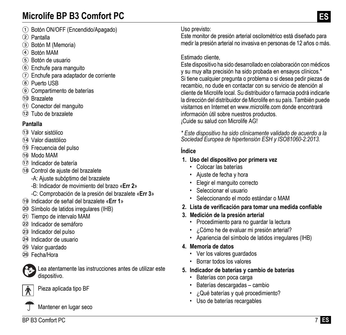 Microlife BP Bloeddrukmeter B3 Comfort PC afbeelding van document #9, instructions