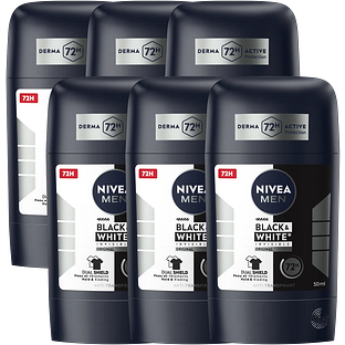 Nivea Men Black & White Invisible Original Anti-Transpirant Stick Multiverpakking 6x50ML