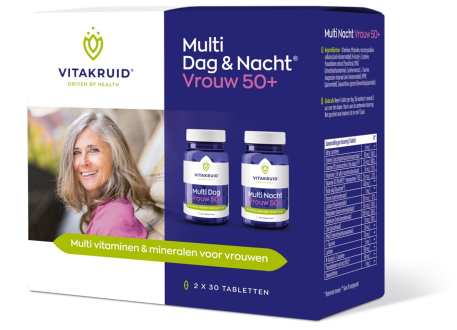 Vitakruid Multi Dag & Nacht Vrouw 50+ 100% Vegan 2 x 30 60TB
