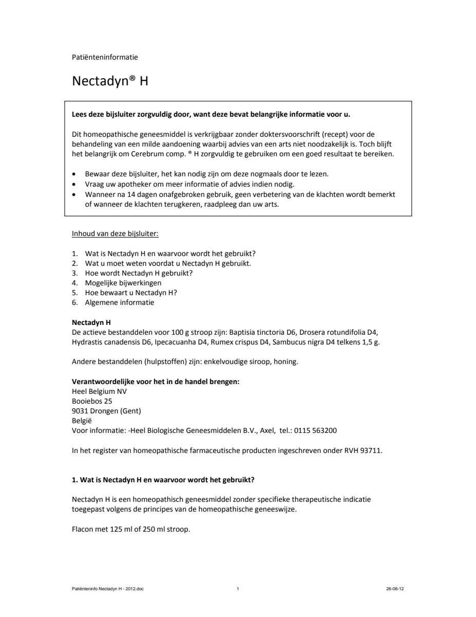 Nectadyn H afbeelding van document #1, leaflet