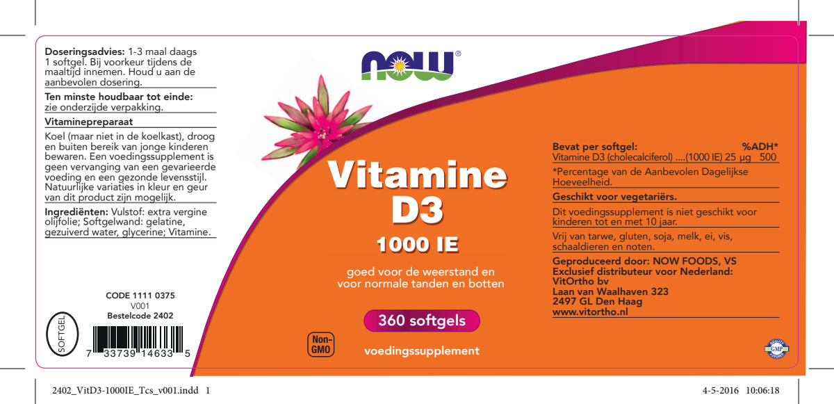 Vitamine D3 1000 IE Softgels afbeelding van document #1, label
