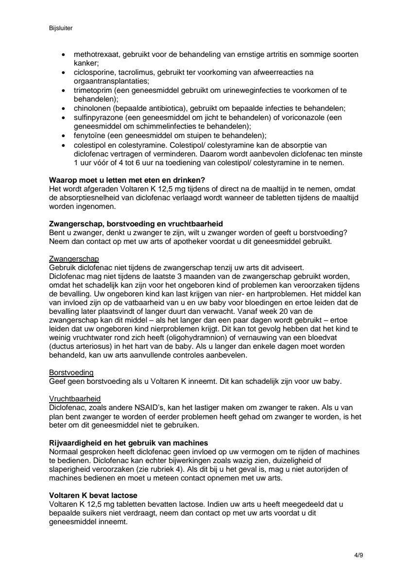 K 12,5 mg  pijnstiller Filmomhulde Tabletten Diclofenac-Kalium afbeelding van document #4, leaflet