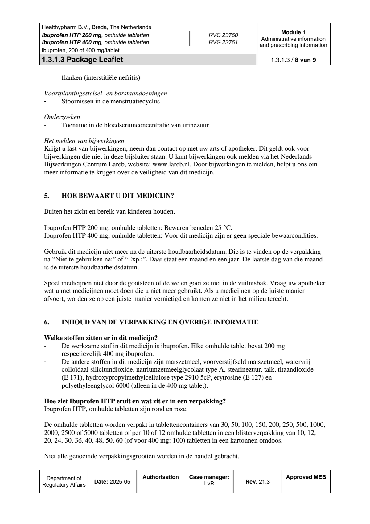 Ibuprofen HTP 400mg Tabletten afbeelding van document #8, leaflet