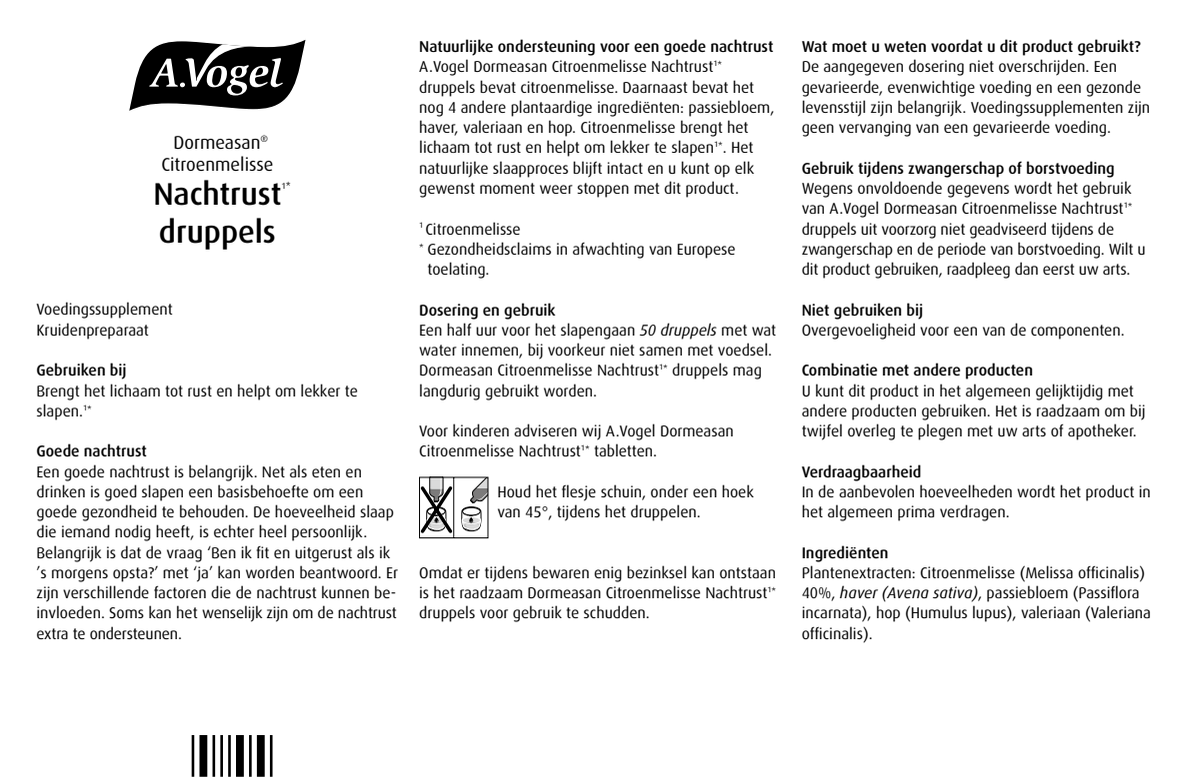 Dormeasan Citroenmelisse Nachtrust Druppels afbeelding van document #1, leaflet