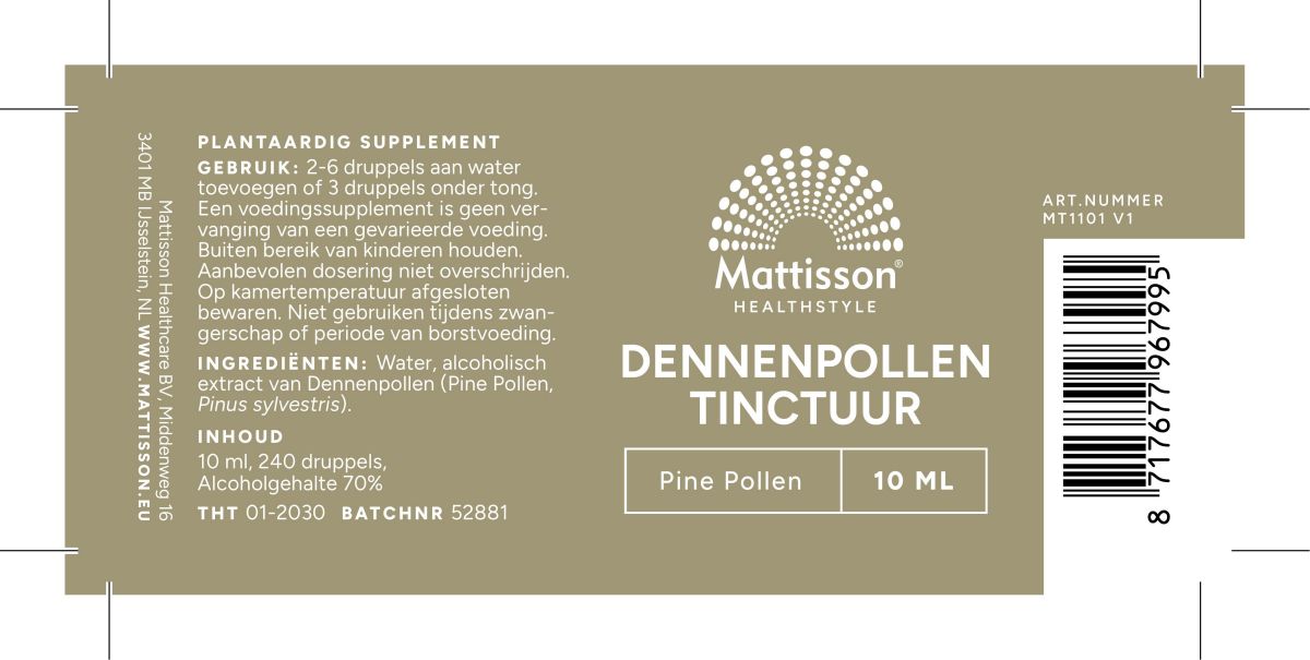 Pine Pollen Dennenpollen Tinctuur Druppels afbeelding van document #1, label