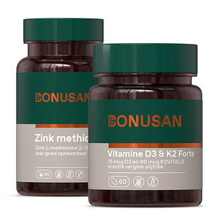 Bonusan Zink methionine + Vit D3 & K2 Forte - Combiset 2 Stuks