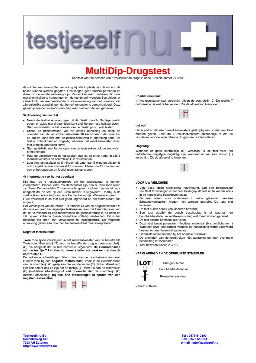 Drugstest Multi afbeelding van document #2, instructions