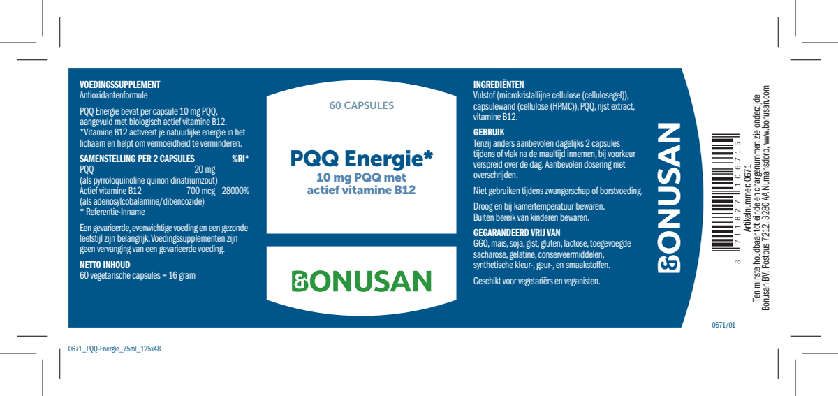 PQQ Energie Complex Capsules afbeelding van document #1, instructions