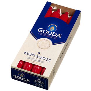 Gouda Kroonkaarsen Robijnrood 240/24 8ST