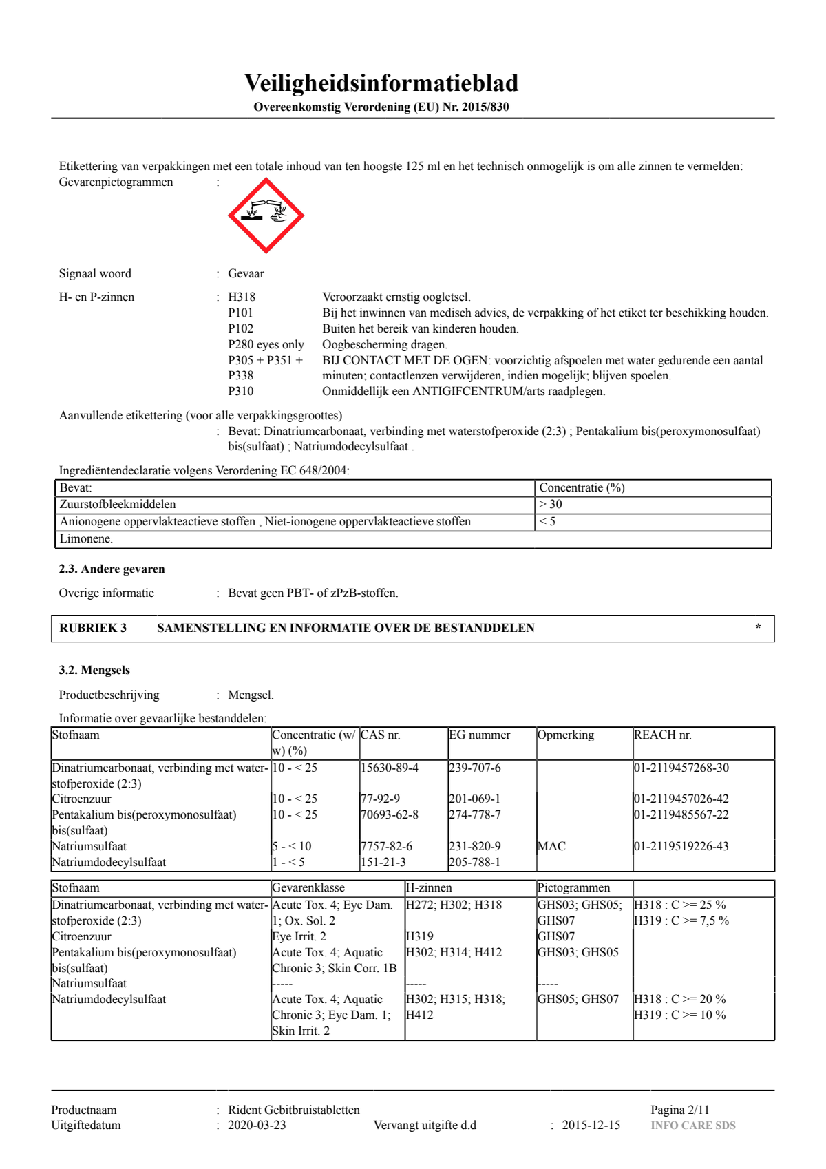 Gebitsbruistabletten Regular afbeelding van document #2, instructions