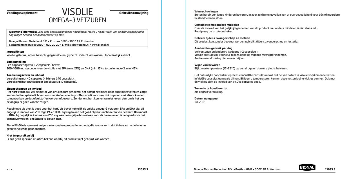 Visolie Omega-3 Vetzuren Capsules afbeelding van document #1, instructions