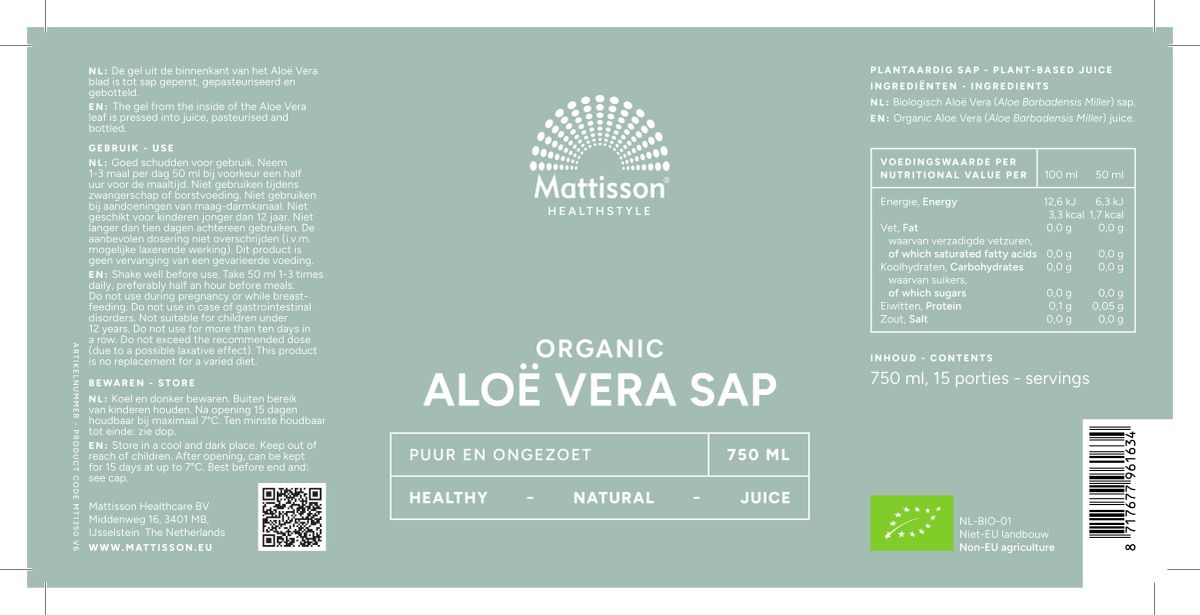 Biologische Aloë Vera Sap afbeelding van document #1, label