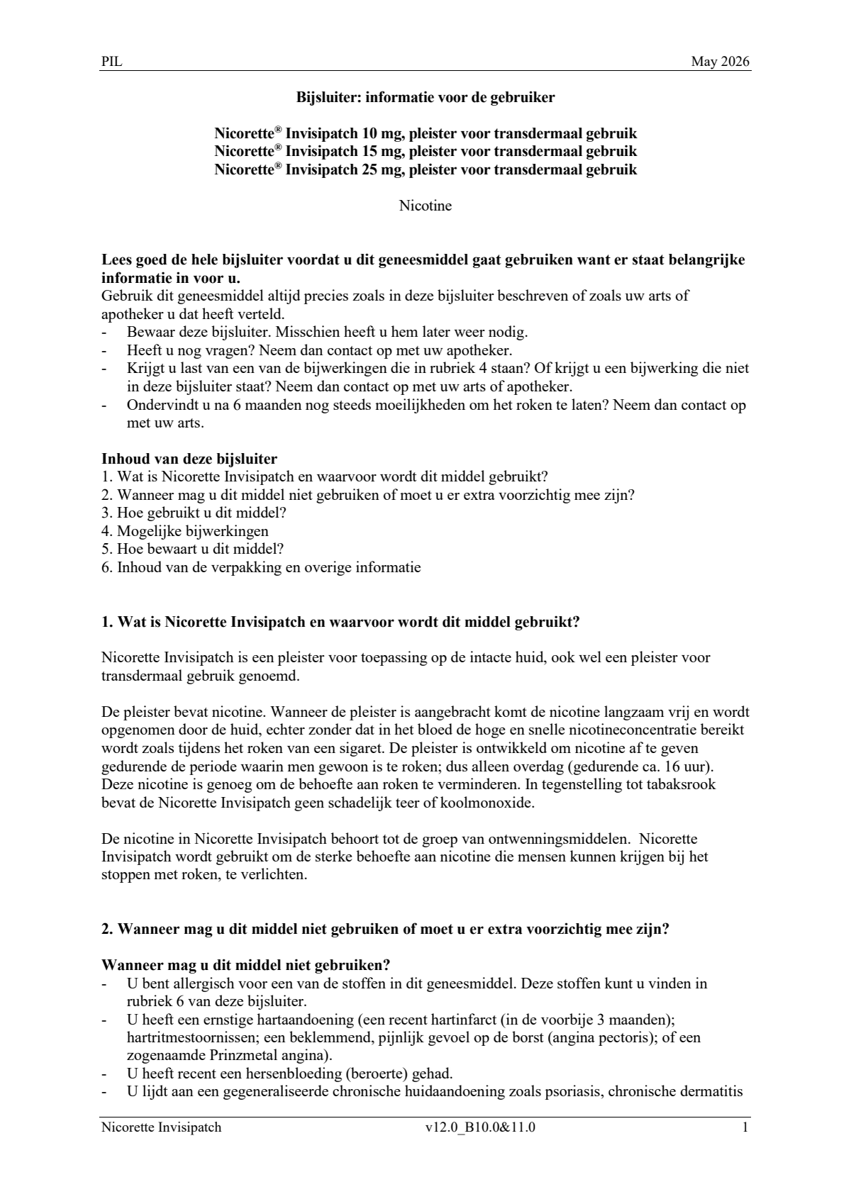 Invisi 15 mg Nicotine Pleister afbeelding van document #1, leaflet