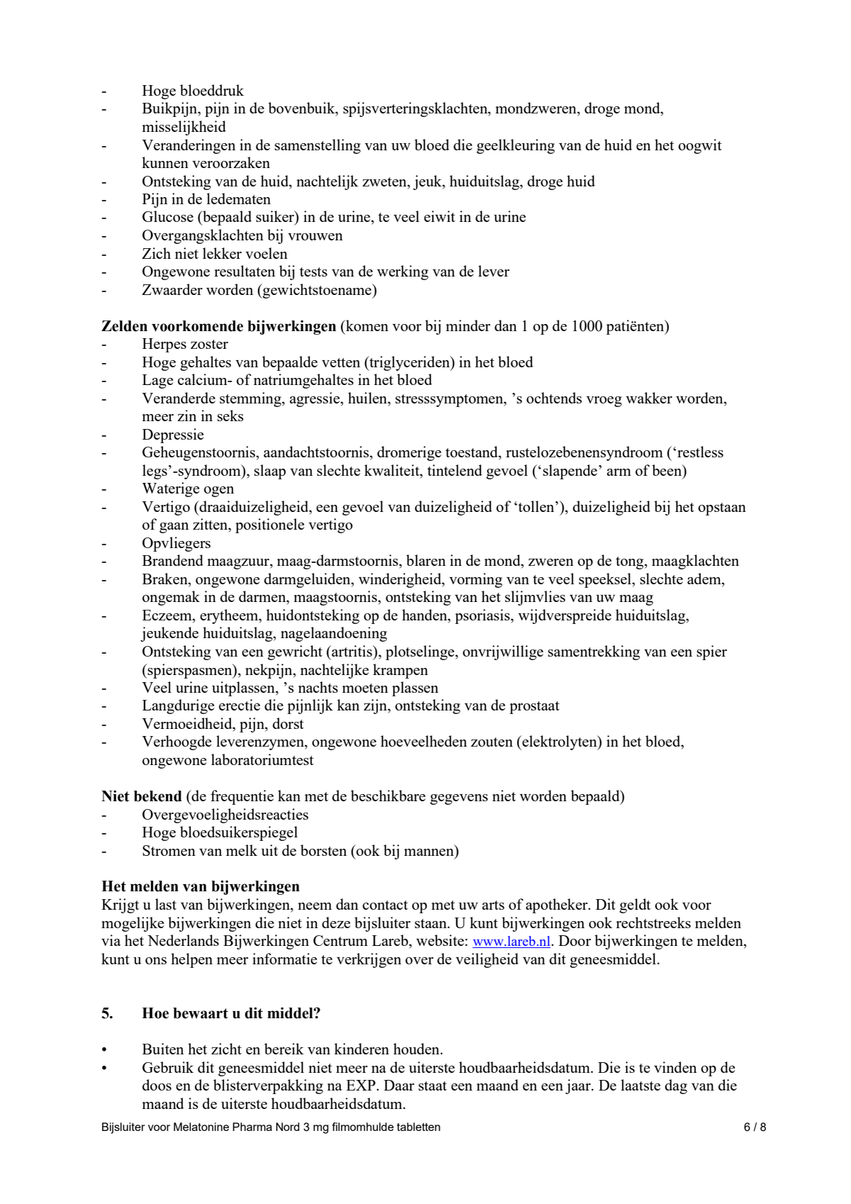 Melatonine 3mg Tabletten afbeelding van document #6, leaflet