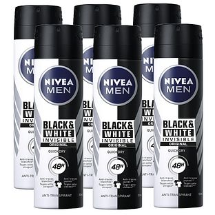 Nivea Men Black & White Invisible Original Deodorant Spray Voordeelverpakking 6x150ML