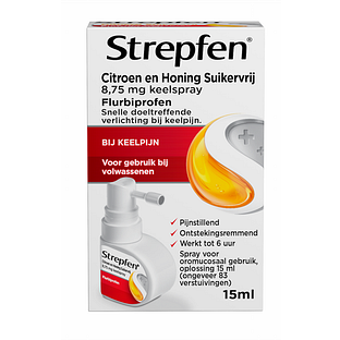Strepfen Citroen en Honing Suikervrij 8,75mg Keelspray 15ML