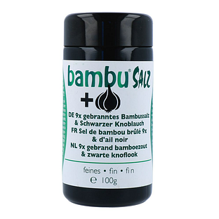 Bambu Salz Bamboezout Fijn 9x Gebrand en Zwarte Knoflook 100GR Bambu Salz Bamboezout Fijn 9x Gebrand en Zwarte Knoflook 100GR