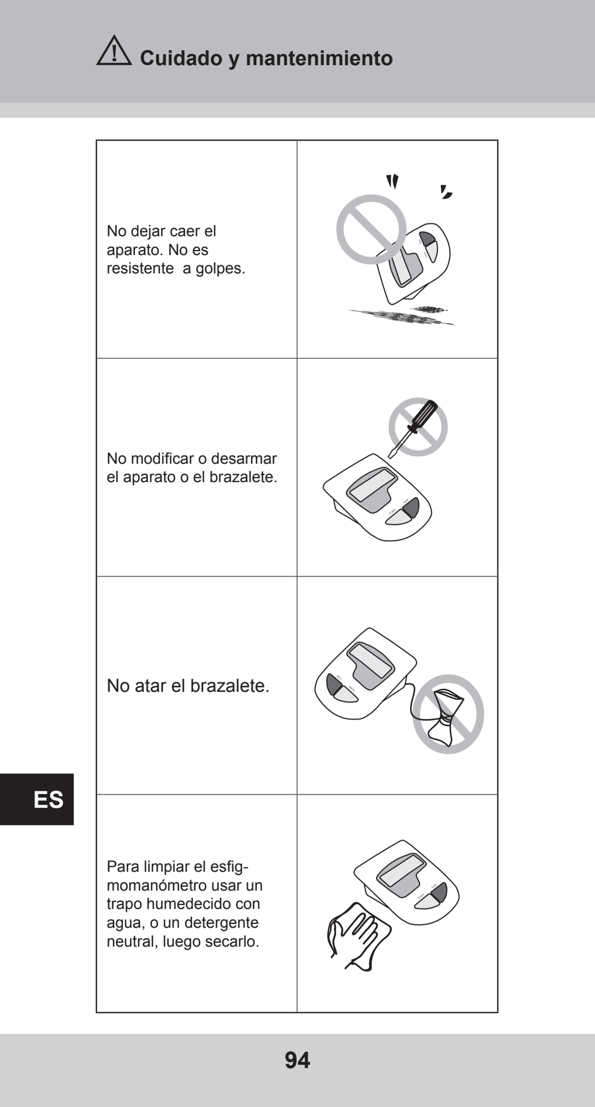 Bovenarm Bloeddrukmeter Desktop afbeelding van document #94, instructions