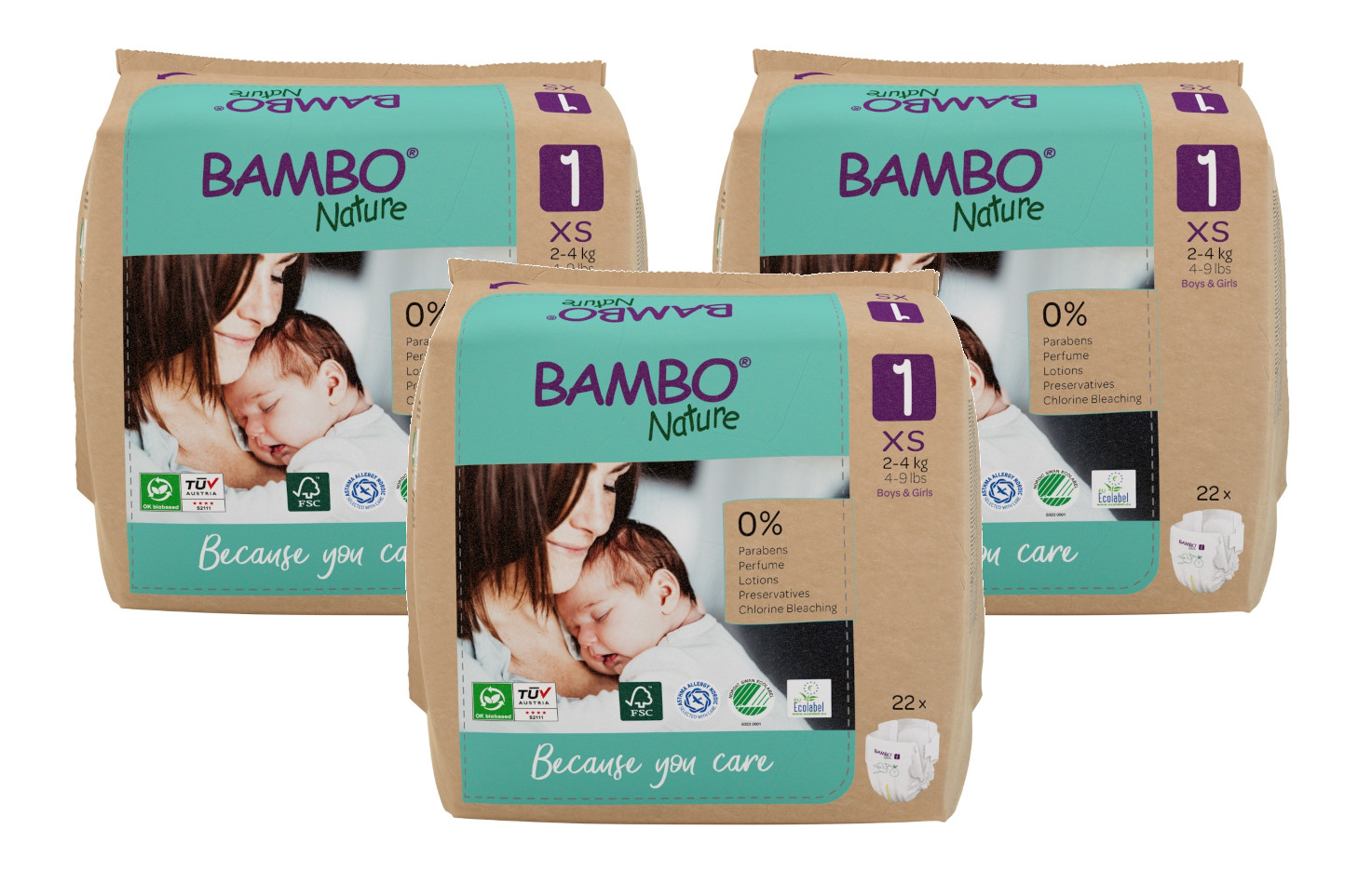 Bambo Nature Maat 1 Luiers XS - Multiverpakking afbeelding 1
