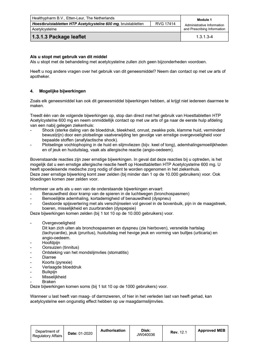 Acetylcysteïne 600mg Bruistabletten afbeelding van document #4, leaflet