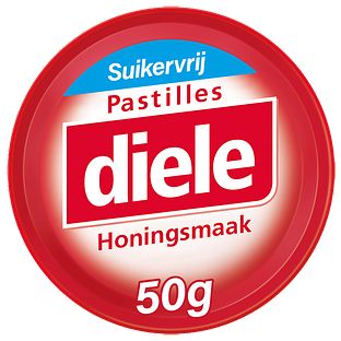 Diele Pastilles Rood Honing Suikervrij 50GR