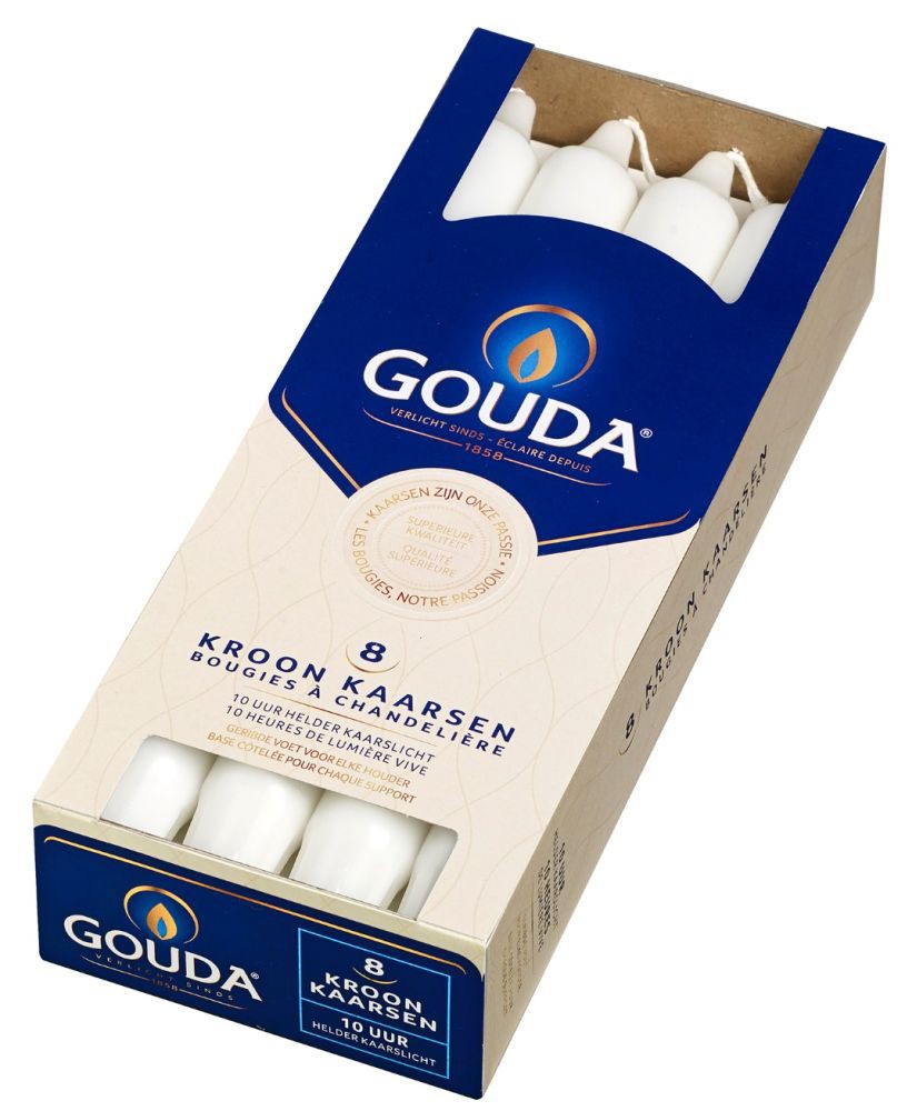 Gouda Kroonkaarsen Satijn Wit 240/24 afbeelding