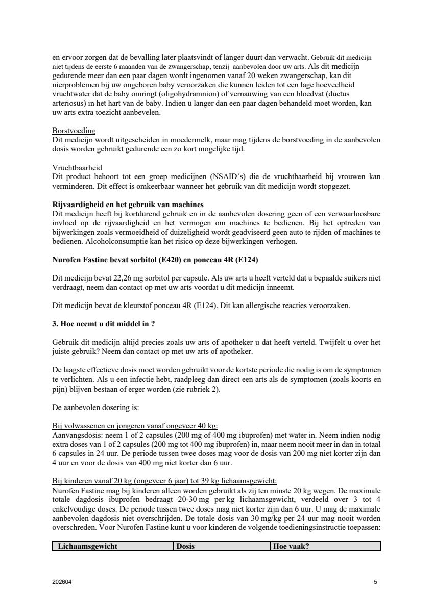 Fastine 200mg Ibuprofen Capsules afbeelding van document #5, leaflet