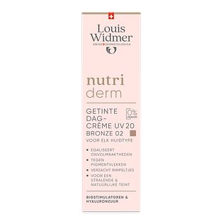 Louis Widmer Nutriderm Getinte Dagcrème UV 20 Bronze 02 Zonder Parfum 30ML Louis Widmer Nutriderm Getinte Dagcrème UV 20 Bronze 02 Zonder Parfum 30ML