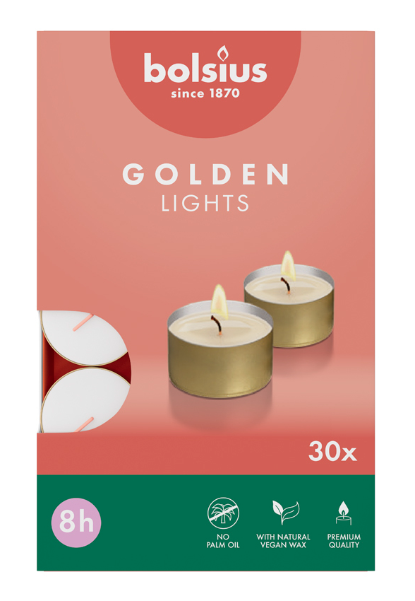 Bolsius Theelicht Golden Lights Wit 8 Uur afbeelding