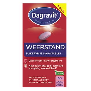 Dagravit Weerstand Suikervrije Kauwtabletten 60KTB Dagravit Weerstand Suikervrije Kauwtabletten 60KTB