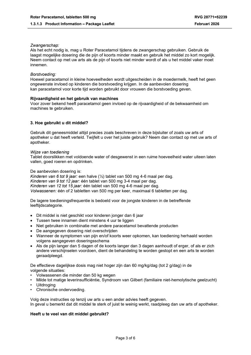 Paracetamol Tabletten 500mg afbeelding van document #3, leaflet