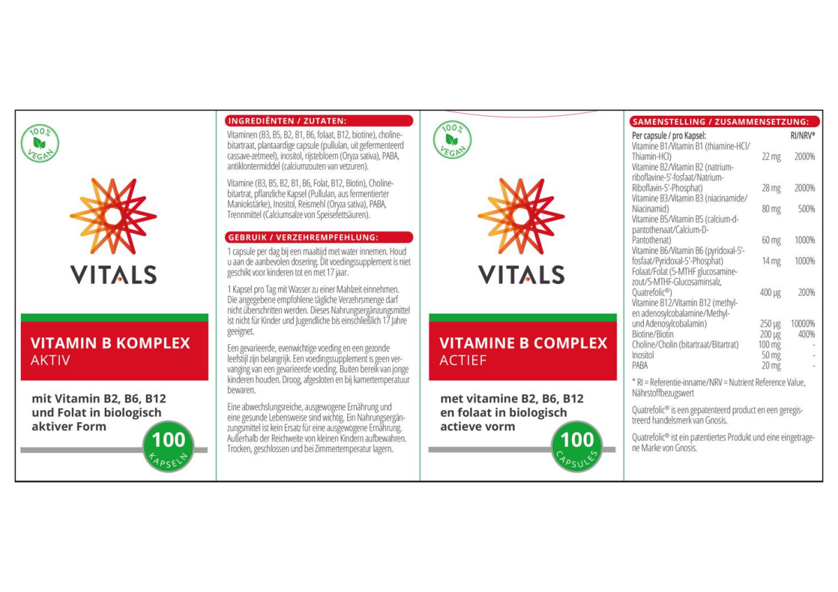 Vitamine B Complex Actief Capsules afbeelding van document #1, label