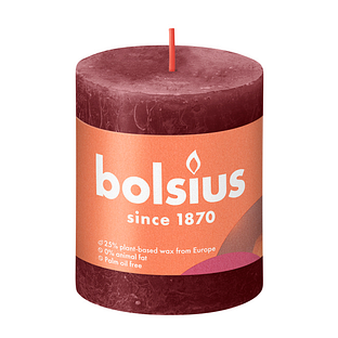 Bolsius Rustieke Stompkaars Velvet Red 80/68 1ST Bolsius Rustieke Stompkaars Velvet Red 80/68 1ST