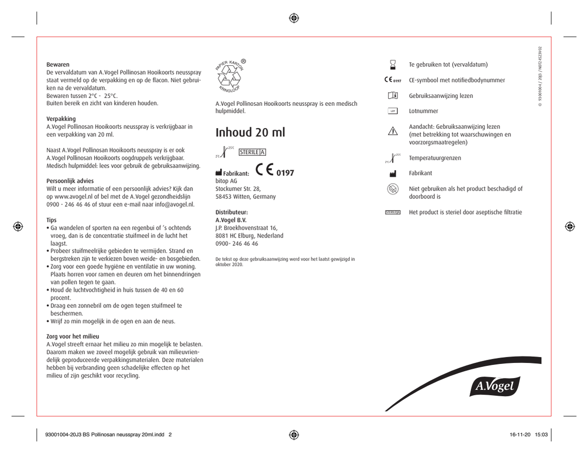 Pollinosan Hooikoorts Oogdruppels 10ML + Neusspray 20ML Combiverpakking - afbeelding van document #2, instructions