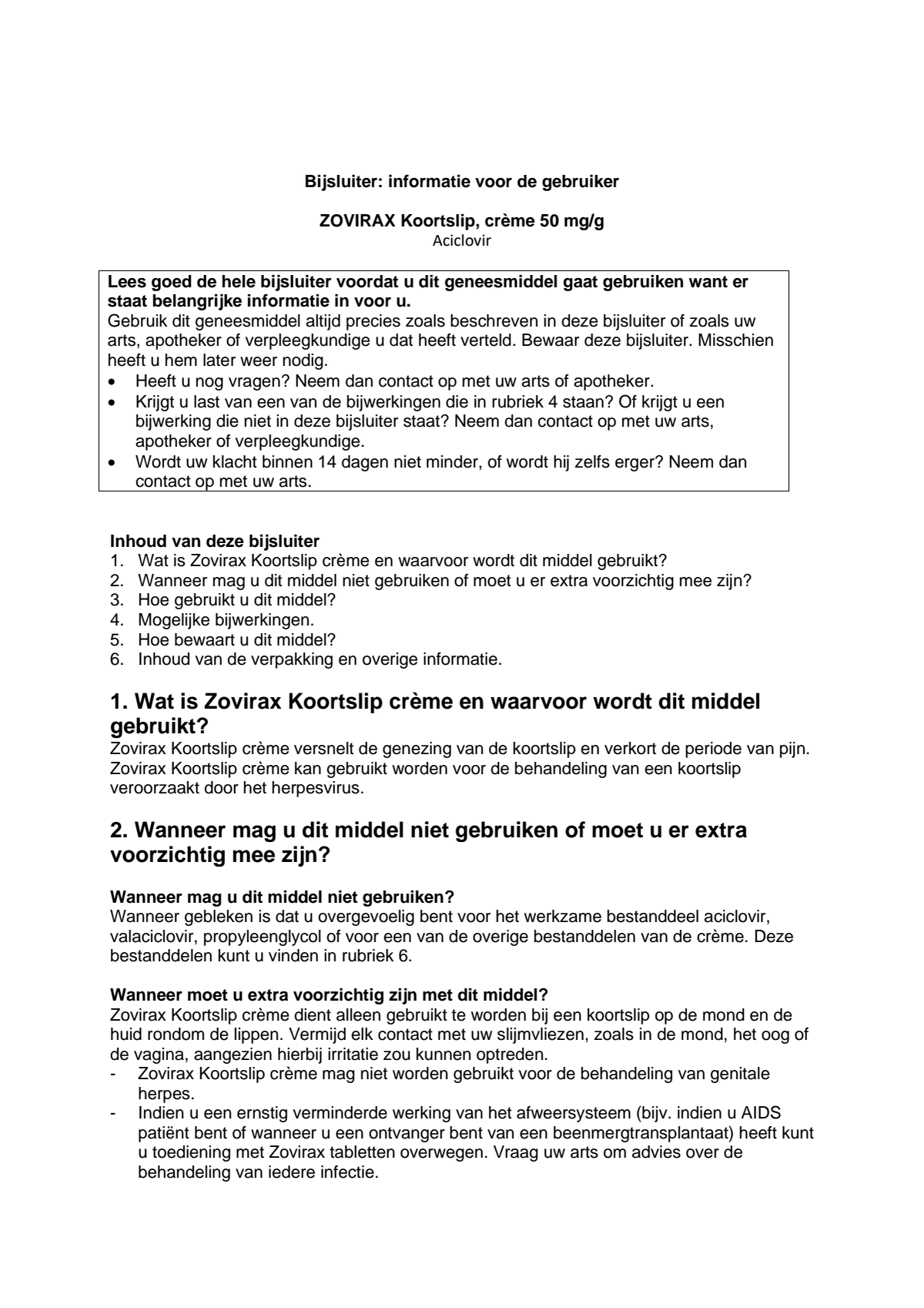 Koortslipcrème afbeelding van document #1, leaflet