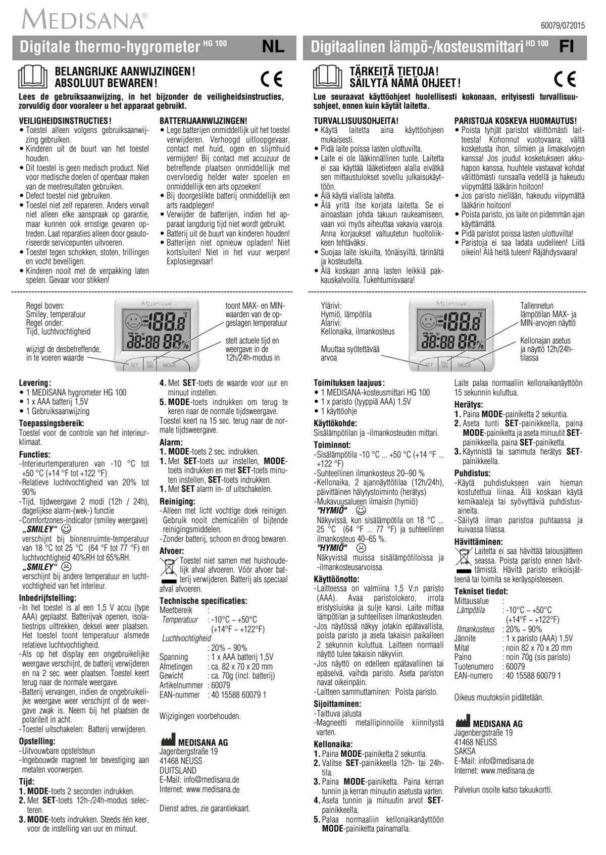 HG 100 Digitale thermohygrometer afbeelding van document #4, instructions