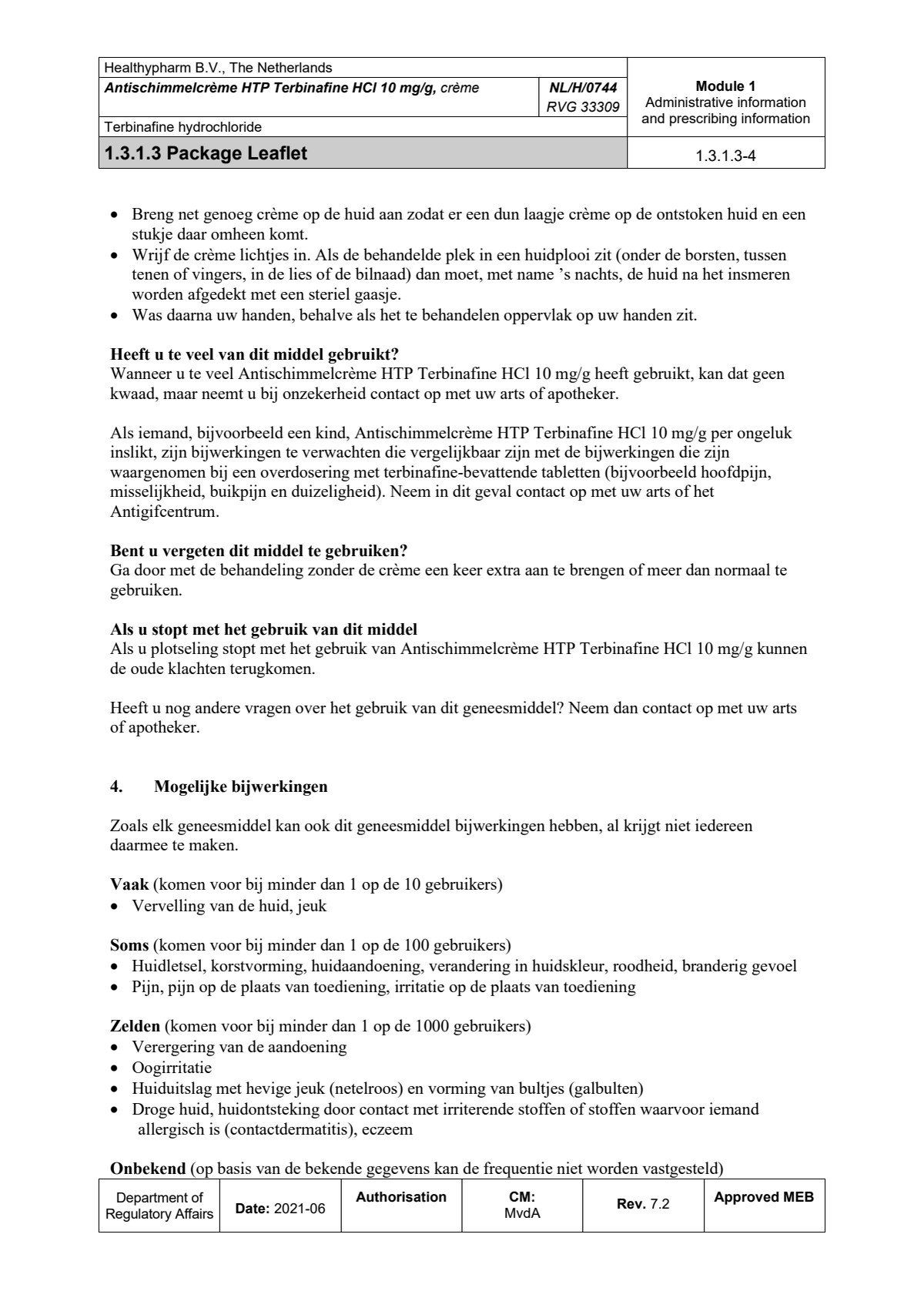 Terbinafine Anti-Schimmel Crème afbeelding van document #4, leaflet