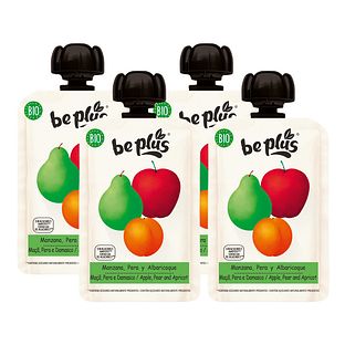 Be Plus Knijpfruit Apple Pear & Apricot Multiverpakking 4x100GR Be Plus Knijpfruit Apple Pear & Apricot Multiverpakking 4x100GR