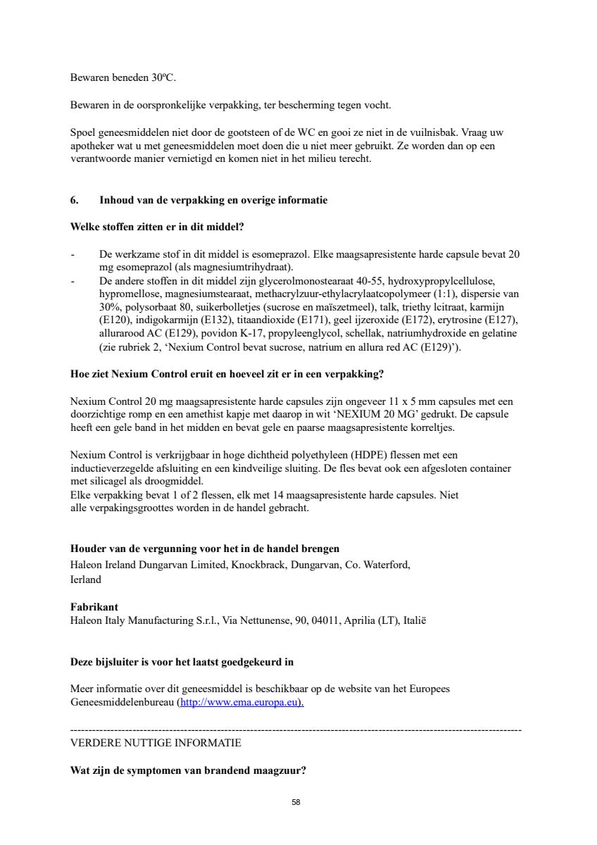 Control Tabletten - voor brandend maagzuur afbeelding van document #58, leaflet