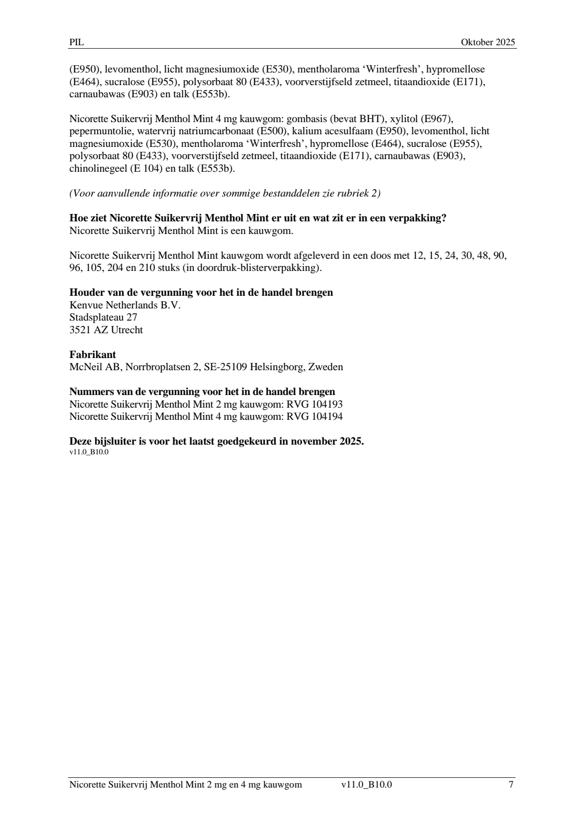 Suikervrij Kauwgom 2 mg Menthol Mint afbeelding van document #7, leaflet