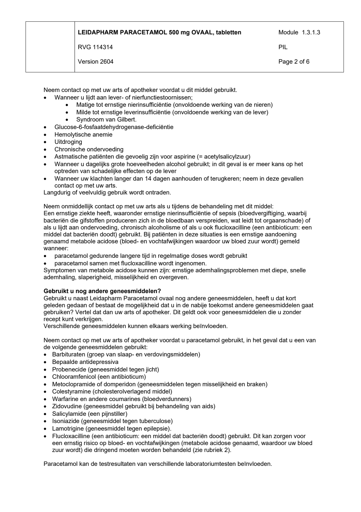 Leida Paracetamol Ovaal 500mg afbeelding van document #2, leaflet
