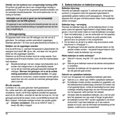 Microlife BP Bloeddrukmeter B3 Comfort PC afbeelding van document #60, instructions