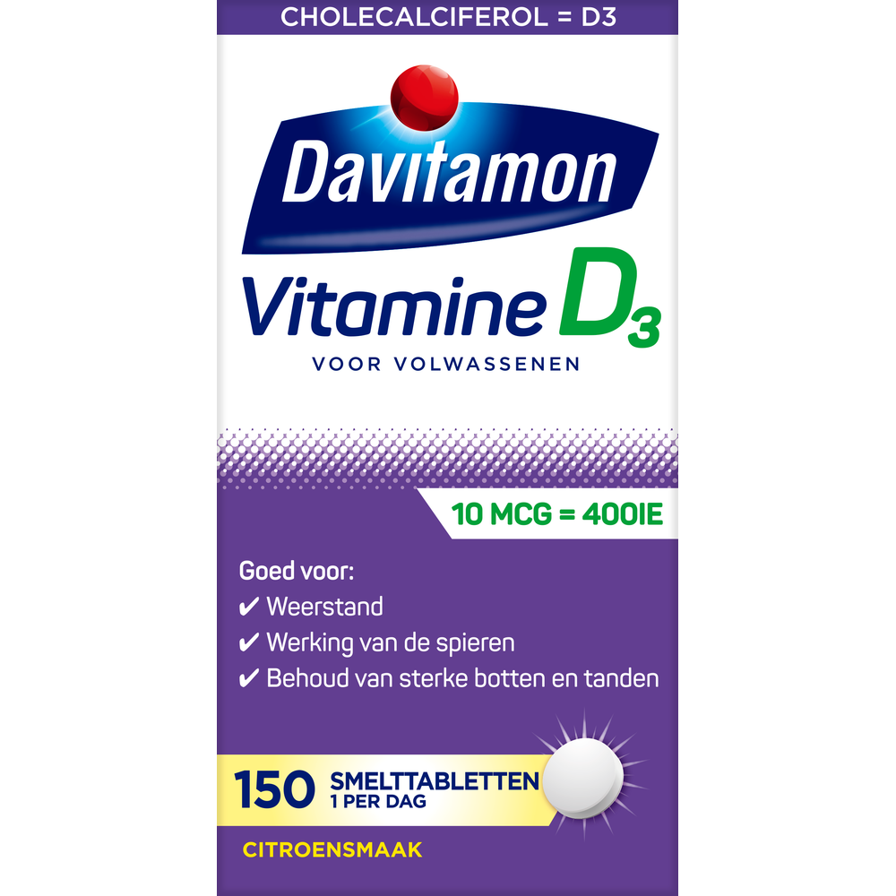 Davitamon Vitamine D 400IE Smelttabletten Citroen 150TB