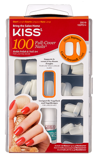 Kiss 100 Full Cover Nails Short Square afbeelding